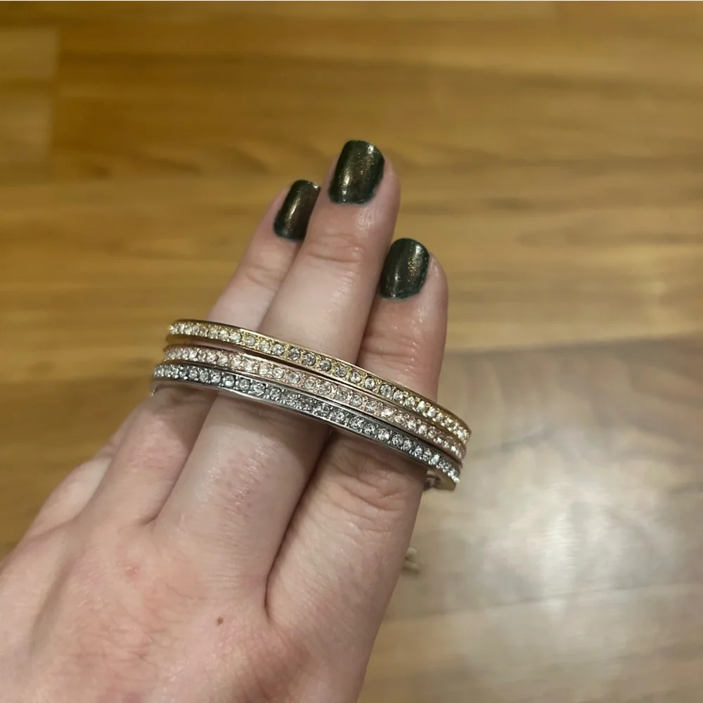 Elegant Gold and Silver Adjustable Bangle Set